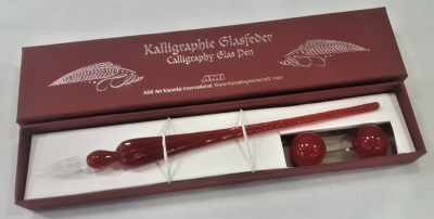  PLUME EN VERRE 18CM ROUGE