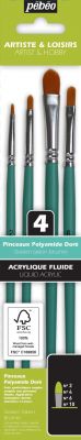 POCHETTE 4 PINCEAUX ACRYLIQUE MANCHE COURT US�S BOMB�S