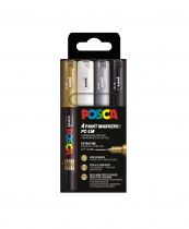 POCHETTE 4 POSCA PC1MC OR ARGENT BLANC NOIR