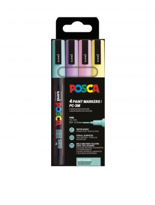POCHETTE 4 POSCA PC3M COULEURS DOUCES