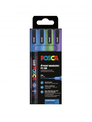 POCHETTE 4 POSCA PC3M PAILLETE TONS FROIDS