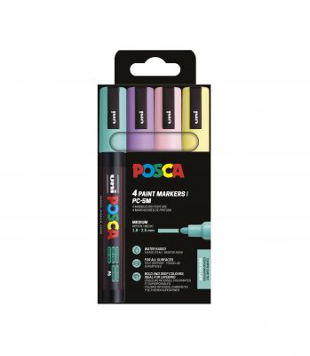 POCHETTE 4 POSCA PC5M COULEURS DOUCES