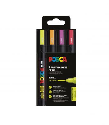 POCHETTE 4 POSCA PC5M FLUO