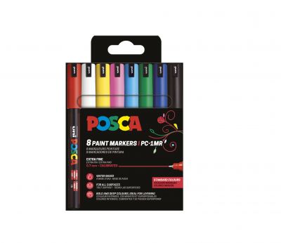 POCHETTE 8 POSCA PC1MR COULEURS BASIQUES