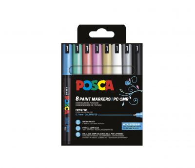 POCHETTE 8 POSCA PC1MR COULEURS M�TALLIQUES