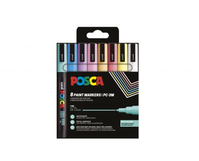 POCHETTE 8 POSCA PC3M COULEURS DOUCES
