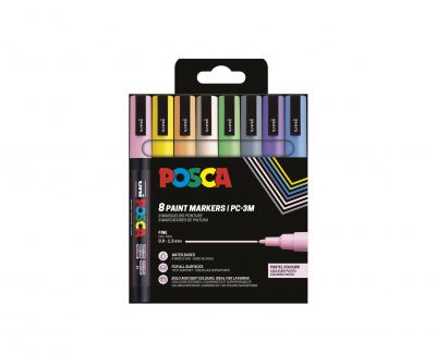 POCHETTE 8 POSCA PC3M COULEURS PASTEL