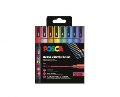 POCHETTE 8 POSCA PC3M PAILLETES