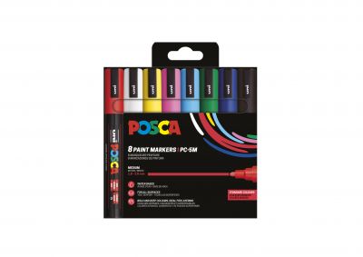 POCHETTE 8 POSCA PC5M COULEURS BASIQUES