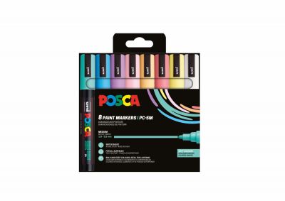 POCHETTE 8 POSCA PC5M COULEURS DOUCES