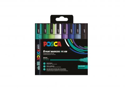 POCHETTE 8 POSCA PC5M COULEURS FROIDES