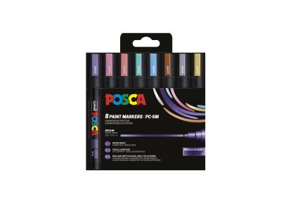 POCHETTE 8 POSCA PC5M COULEURS M�TALLIQUES