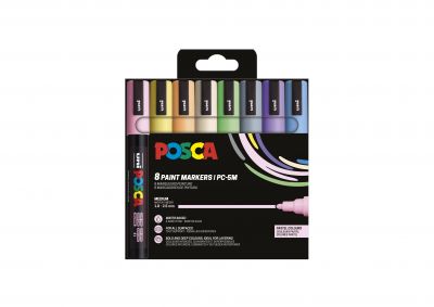 POCHETTE 8 POSCA PC5M COULEURS PASTEL