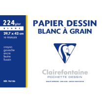 POCHETTE DESSIN A GRAIN A3 BLANC 224G
