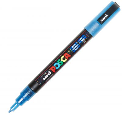 POSCA POINTE FINE 0.9-1.3MM BLEU FONCE PAILLETTE