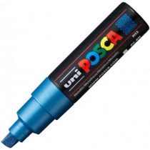 POSCA POINTE LARGE BISEAUTEE 8MM BLEU METAL