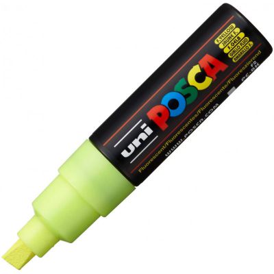POSCA POINTE LARGE BISEAUTEE 8MM JAUNE FLUO