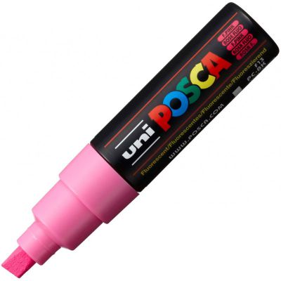 POSCA POINTE LARGE BISEAUTEE 8MM ROSE FLUO