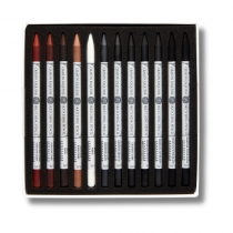SET 12 CRAYONS ESQUISSE SANS BOIS (1 couleur doubl&eacute;e) + 12 EMPLACEMENTS VIDES - NOUVEAU !