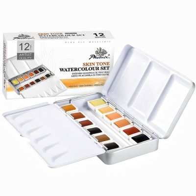 SET 12 DEMI-GODETS AQUARELLE FINE PHOENIX COULEUR PEAU