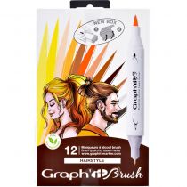 SET 12 MARQUEURS GRAPH\'IT BRUSH MANGA HAIRSTYLE