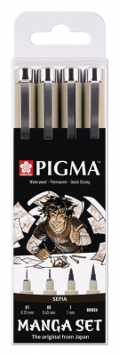 SET 4 PIGMA MICRON SEPIA MANGA