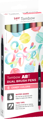 SET 6 COULEURS CANDY ABT DUAL BRUSH PEN TOMBOW 