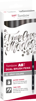 SET 6 COULEURS GRISES ABT DUAL BRUSH PEN TOMBOW 