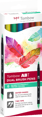 SET 6 COULEURS TESTEES DERMATOLIGIQUEMENT ABT DUAL BRUSH PEN TOMBOW 