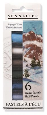 SET 6 DEMI PASTELS PAYSAGE D\'HIVER