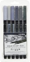 SET 6 FEUTRES AQUA BRUSH DUO GREY TONES