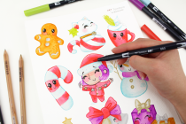 SET ABT DUAL BRUSH PEN TOMBOW CHRISTMAS KAWAII
