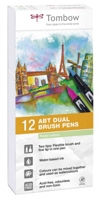 SET ABT DUAL BRUSH PEN TOMBOW x12 PASTELS