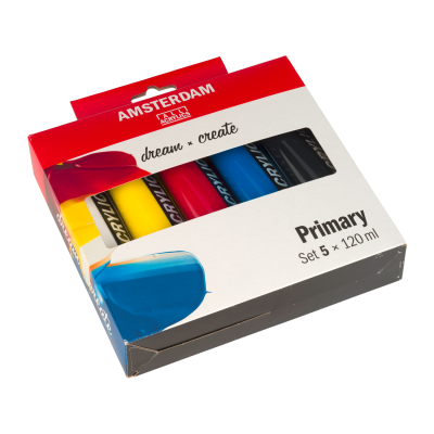 SET ACRYLIQUE PRIMAIRE AMSTERDAM 5X120ML
