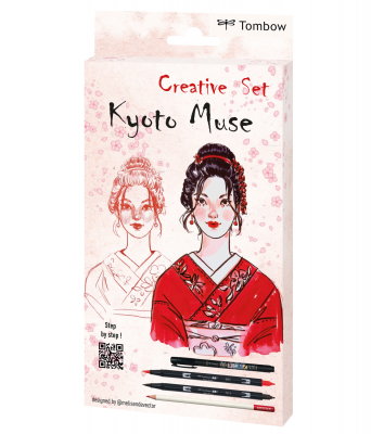 Set Kyoto Muse, 5pcs. (ABT-N15, ABT-885, WS-BH, CI-RV1, papier aquarelle), feuille avec contours