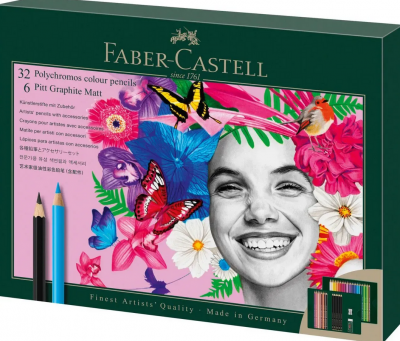 SET POLYCHROMOS & GRAPHIT MATT 40 pi�ces - 32 Polychromos, 6 Pitt Graphite Matt, 1 Gomme, 1 Taille Crayon