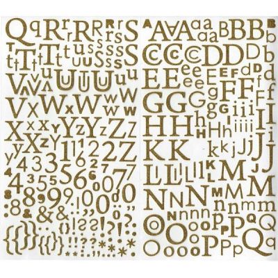 STICKERS ALPHABET PAILLETTE-OR