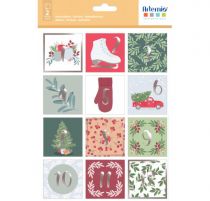 STICKERS CHIFFRES DE L\'AVENT CARRES XMAS TIME
