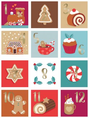 STICKERS DE L\'AVENT CARRES NOEL A CROQUER