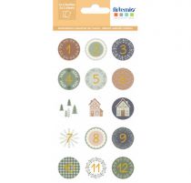 STICKERS RONDS CALENDRIER DE L\'AVENT HOME FOR CHRISTMAS