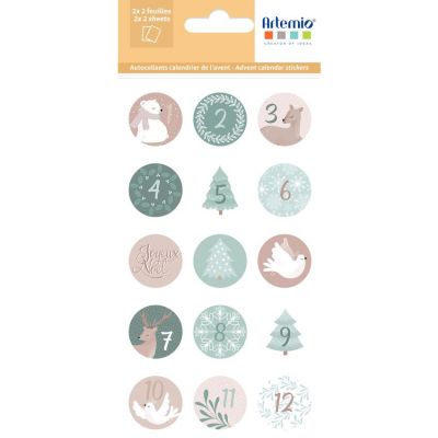 STICKERS RONDS CALENDRIER DE L\'AVENT LET IT SNOW