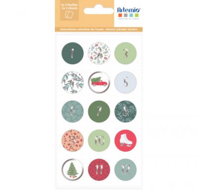 STICKERS RONDS CALENDRIER DE L\'AVENT XMAS TIME 