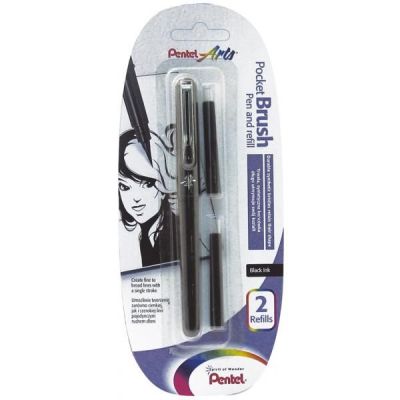 STYLO PINCEAU PENTEL POCKET BRUSH + 2 RECHARGES
