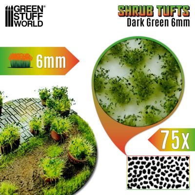 Touffes de Buissons - 6mm - Auto-Adh�sif - VERT FONC�E