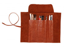 TROUSSE CUIR VERITABLE COGNAC FLYING SPIRIT EN ROULEAU 32.7 x 25 cm