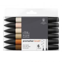W&N BRUSHMARKER SET 6PC TONS DE CHAIR