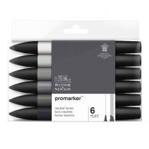 W&N PROMARKER SET 6PC TONS NEUTRES